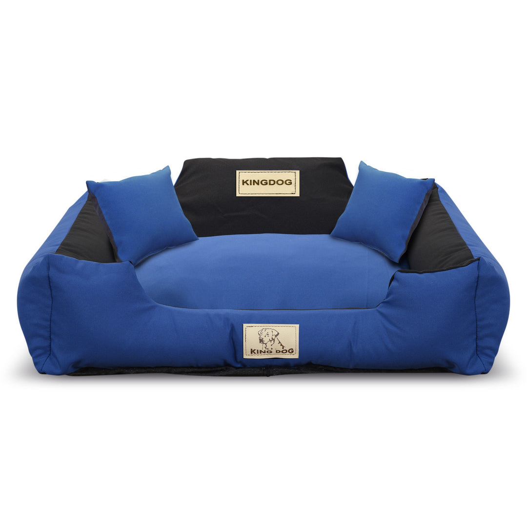 KINGDOG corralito cama para perro 100x75 cm azul/negro