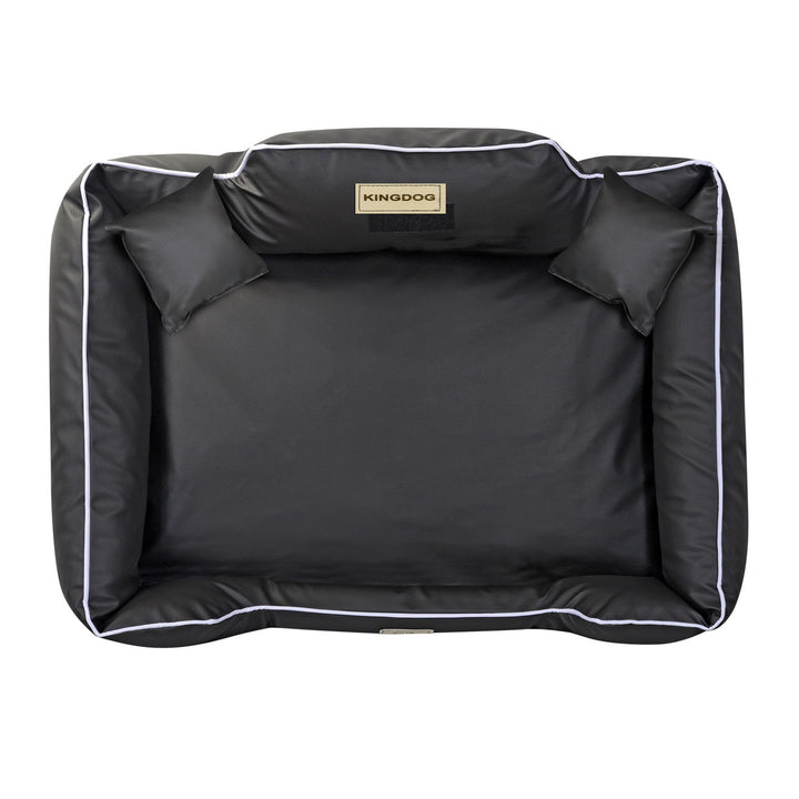 Cama para perro KINGDOG corral 115x95 cm negro eco-cuero