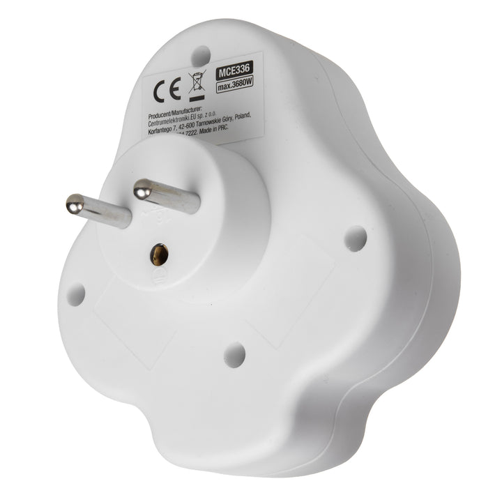 Maclean Current Outlet, Socket Splitter with 2 Outlets and USB A/C 2.4A, Type E, 2x16A, MCE336 E