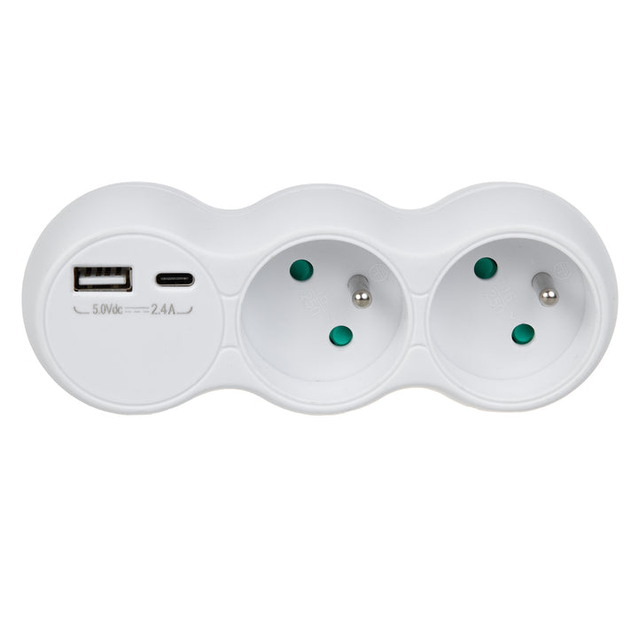 Prise de courant Maclean, répartiteur 2 prises, 2x USB A/C, type E, 2x16A, MCE339 E