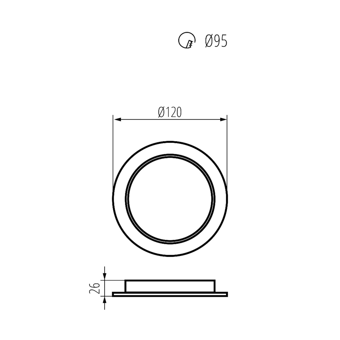 Plafonnier à LED Maclean, encastrée SLIM, 9W, blanc neutre 4000K, 120*26mm, 900lm, MCE371 R