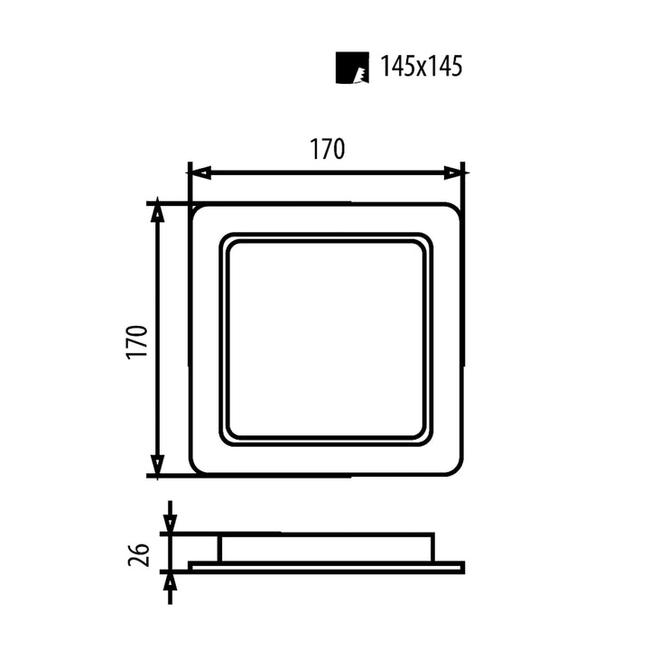 Maclean MCE374 S Plaque de plafond LED encastrée SLIM, 18W, blanc neutre 4000K, 170*170*26mm, 1900lm,