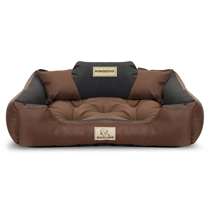 KingDog Hundebett aus Wasserdichtem Codura-PVC Tierbett Haustierbett 100% Polyester Gewicht: 190 g/m2 Waschbar (Außenmaße: 55x45cm/Innenmaße: 40x30cm, Braun)