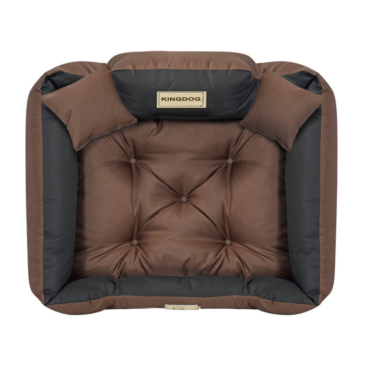 KingDog Hundebett aus Wasserdichtem Codura-PVC Tierbett Haustierbett 100% Polyester Gewicht: 190 g/m2 Waschbar (Außenmaße: 100x75cm/Innenmaße: 80x60cm, Braun)