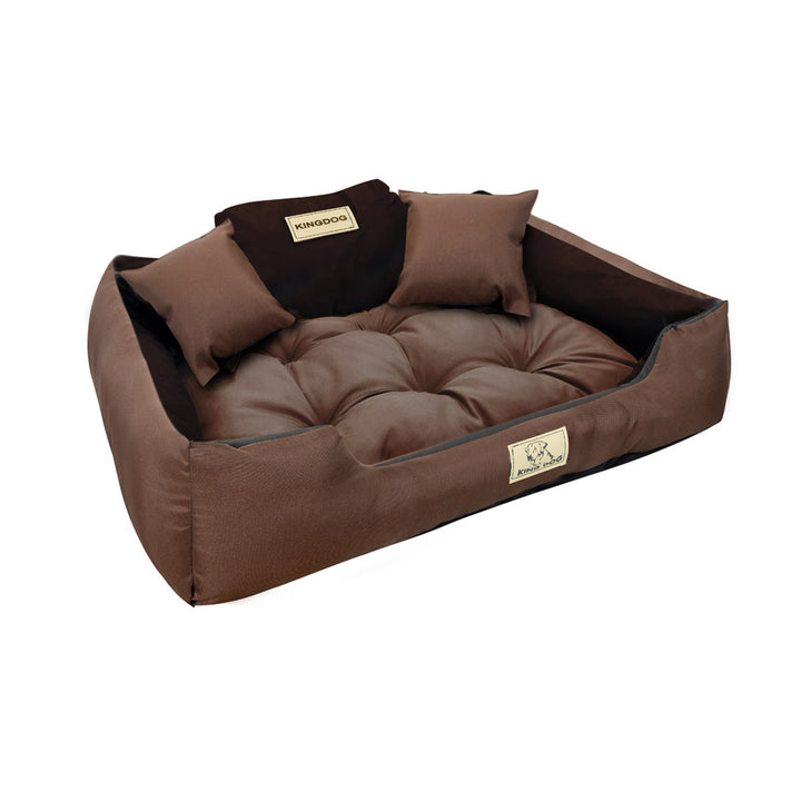 KingDog Dog Bed Made of Waterproof Codura PVC Pet Bed 100% Polyester Weight 190 g/m2 Washable 115 x 95 cm brown