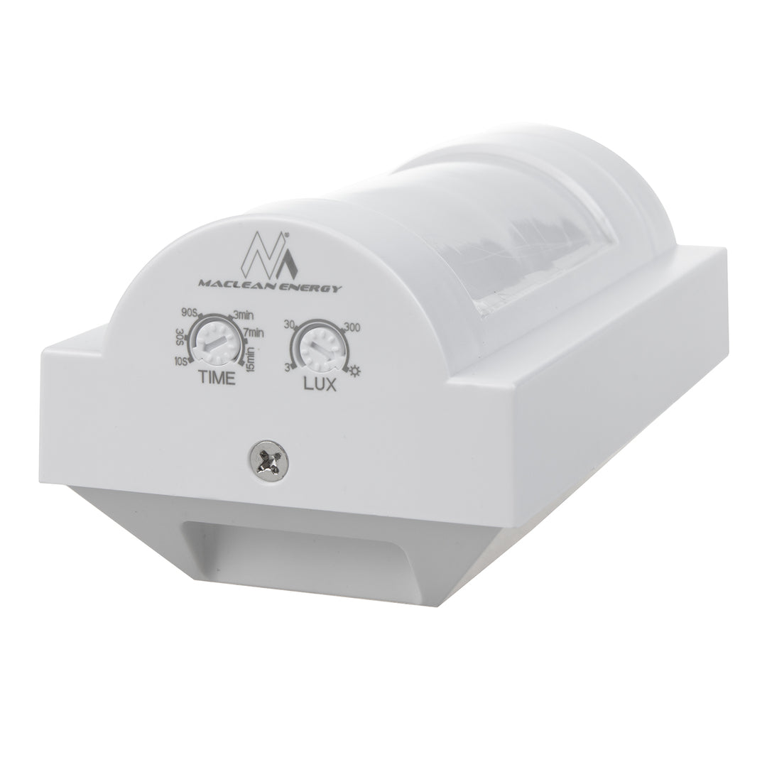 Maclean -  MCE385 PIR bewegingsmelder met bereik tot 12m voor buiten - infrarood - schemersensor - 1200W - IP65 - Wit