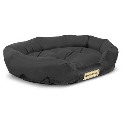 KingDog Prestige Dog Bed Pet Bed Oval Waterproof PVC Codura 100% Polyester Poids: 240gr/m2 75x75 cm Black CODUOWAL75/50CZA