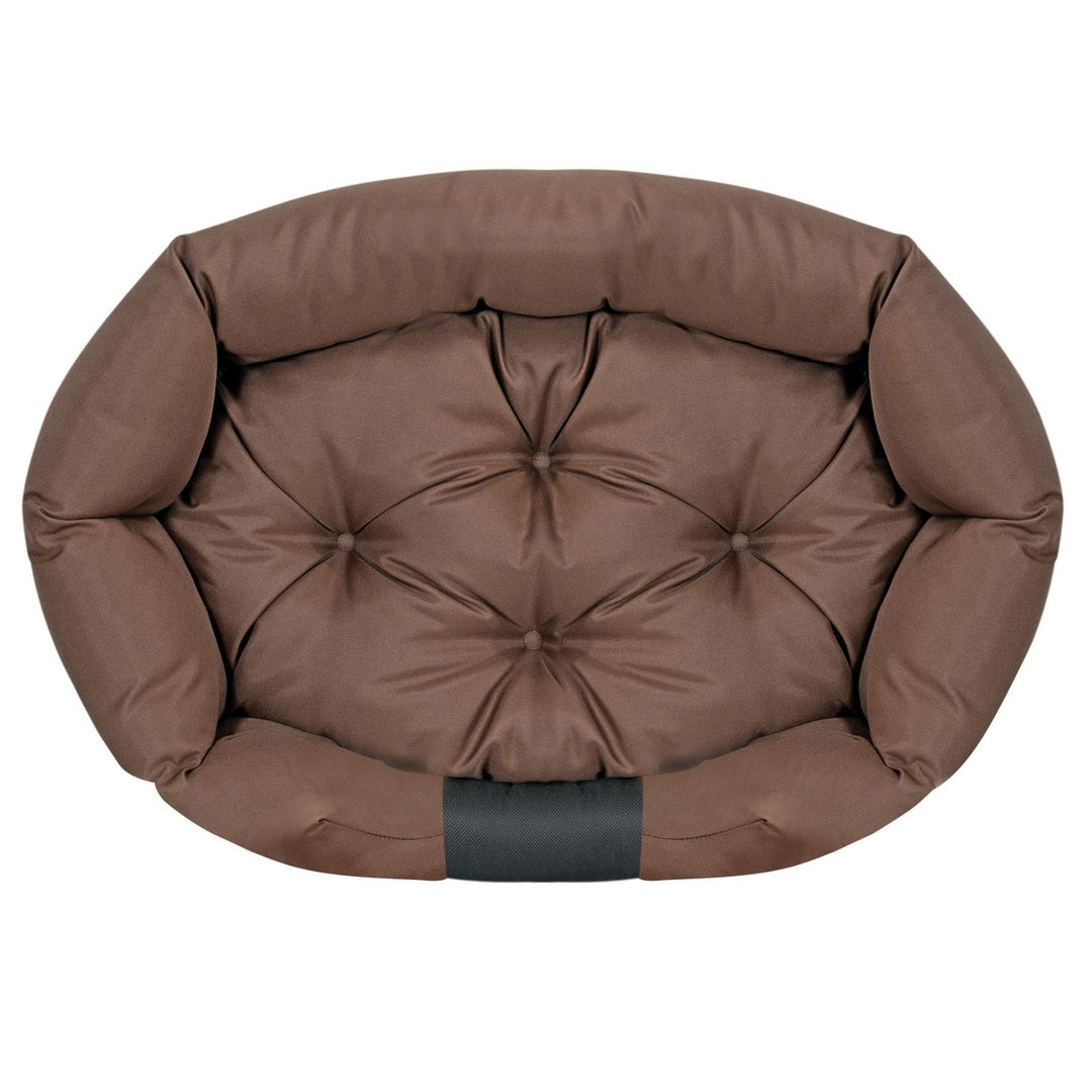 KingDog Prestige Dog Bed Pet Bed Oval Waterproof PVC Codura 100% Polyester Weight: 240gr/m2 75x50cm Brown/black CODUOWAL75/50BRA