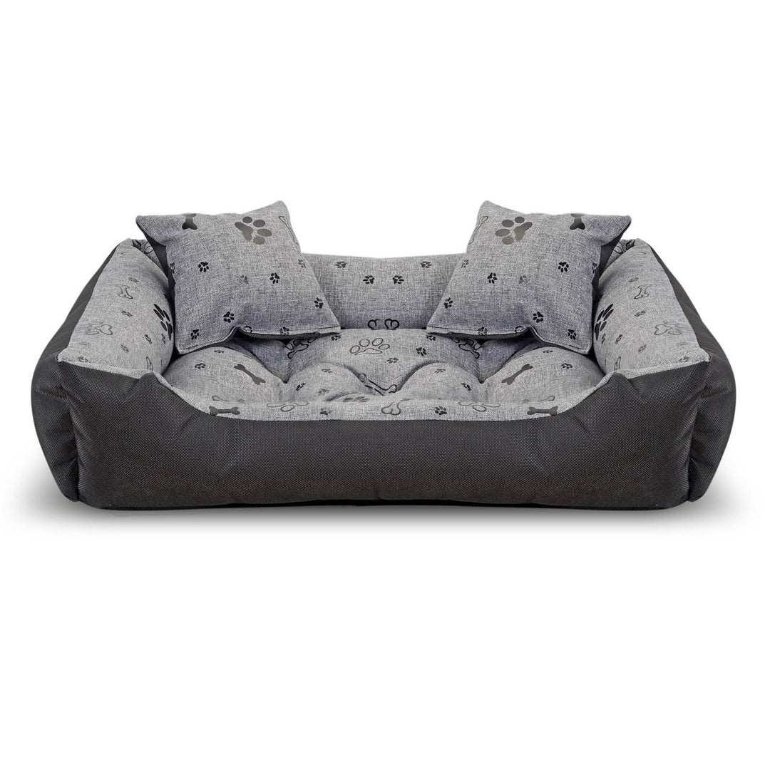 KingDog Prestige Cama para Perros y Gatos, impermeable (Diseño: Huesos, 90 x 75 cm)