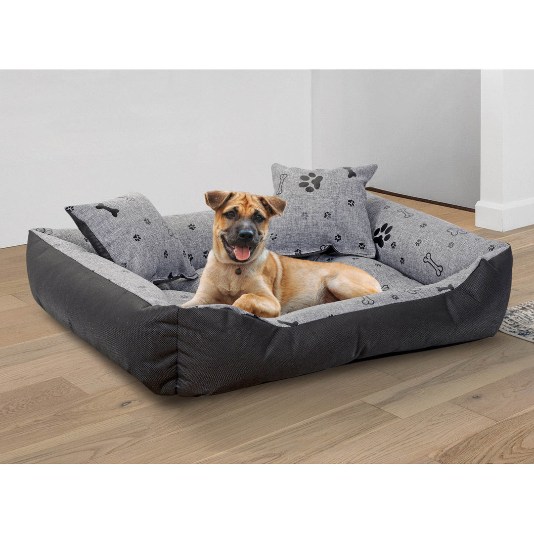 KingDog Prestige Cama para Perros y Gatos, impermeable (Diseño: Huesos, 90 x 75 cm)