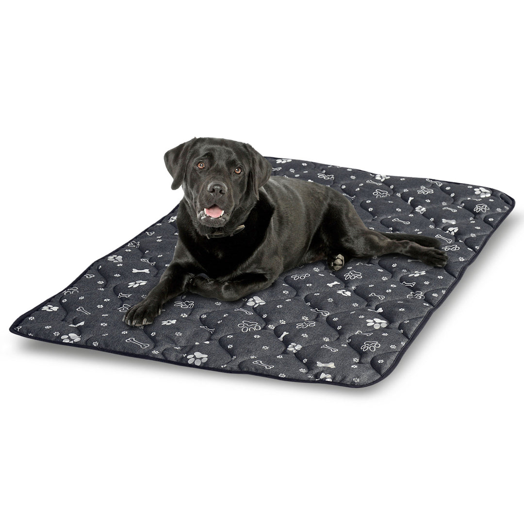 Prestige Hundebett Hundematte Haltbare Wasserdichte Hundematratze (100 x 70 cm, Silberne Knochen)