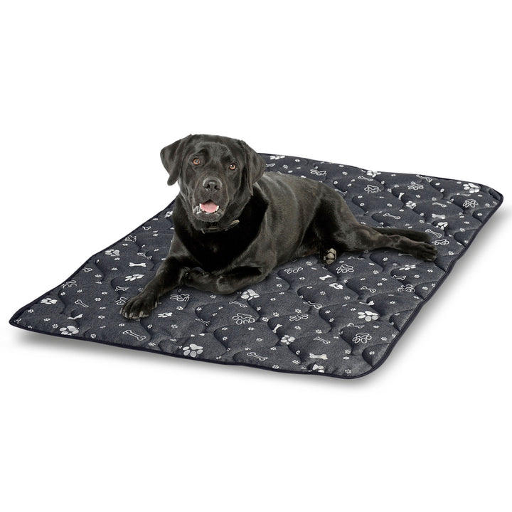 Prestige Hundebett Hundematte Haltbare Wasserdichte Hundematratze (120 x 80 cm, Silberne Knochen)