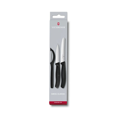 Victorinox Swiss Classic 6.7113.31 Ensemble de couteaux à légumes et fruits avec éplucheur 3 pièces couteaux suisses noir