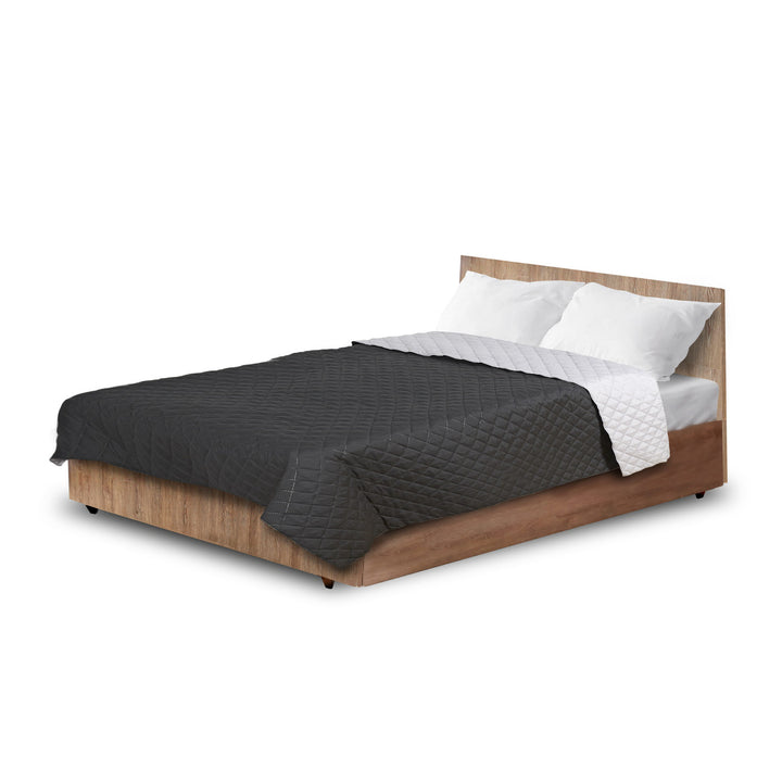 Medicline Bettdecke Doppelseitige Steppdecke für das Bett 100% Mikrofaser-Polyester Antiallergisch Schlafdecke 200 x 220 cm, Grau/schwarz