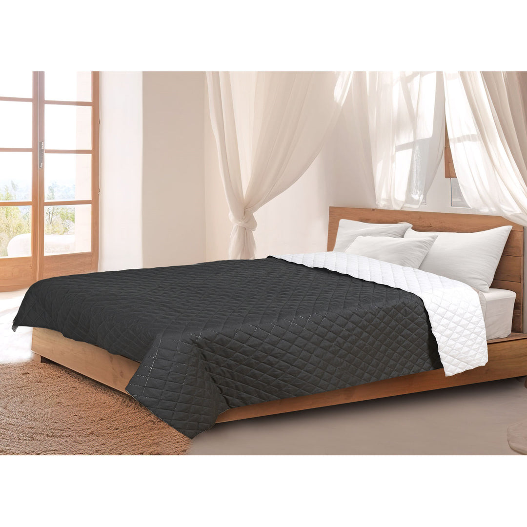 Medicline Bettdecke Doppelseitige Steppdecke für das Bett 100% Mikrofaser-Polyester Antiallergisch Schlafdecke 160 x 200 cm, Weiß/Schwarz