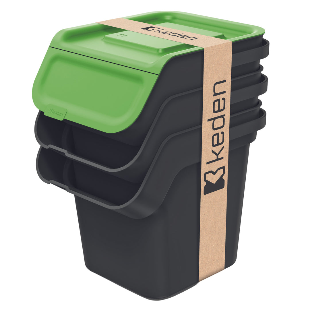 Set de poubelles Keden, pour la collecte sélective, 3x20 litres, noir, Kaddi Q Set