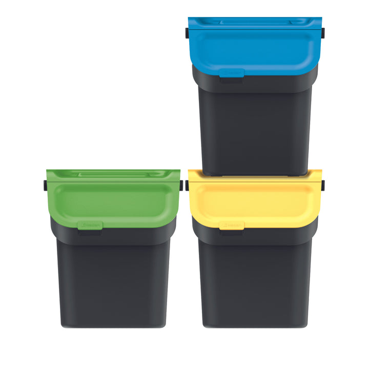 Set de poubelles Keden, pour la collecte sélective, 3x20 litres, noir, Kaddi Q Set