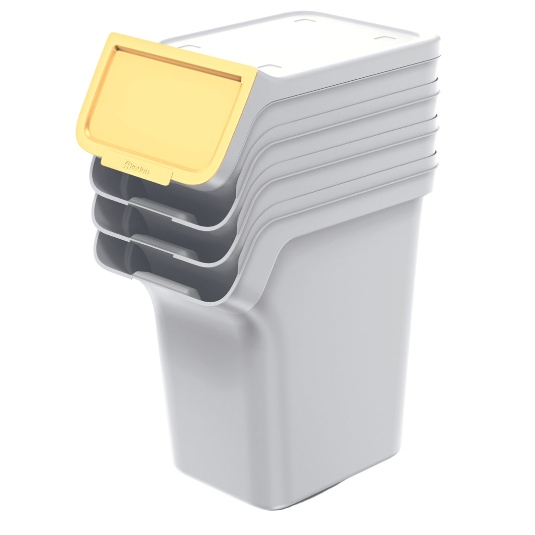 Set de poubelles Keden, pour le tri des déchets, 4x20 litres, cendres, Stackbox