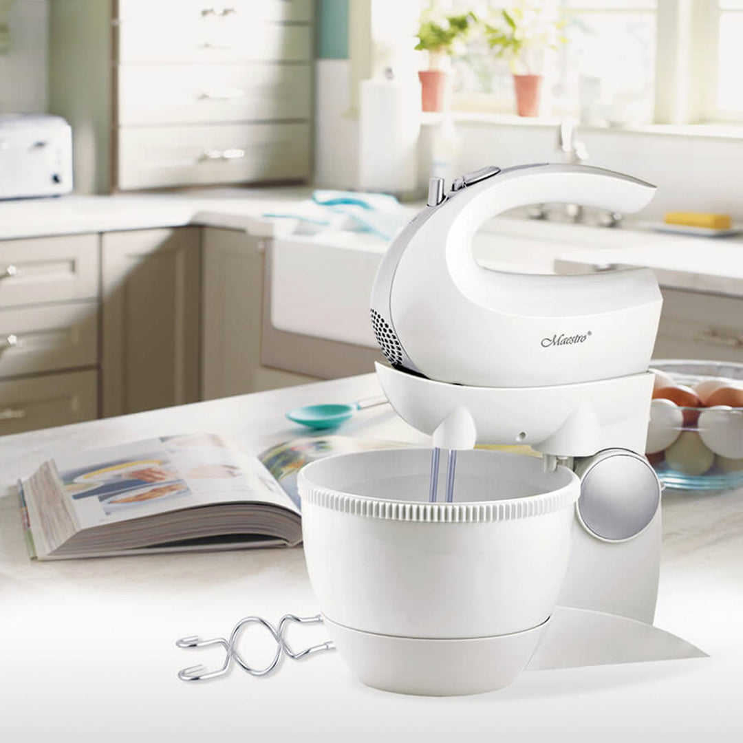 Maestro MR-556 Batidora Bol Giratorio, 5 Velocidades, Función Turbo, 600W, Blanco