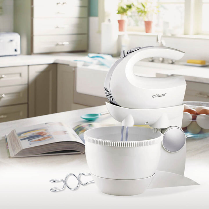Maestro MR-556 Batidora Bol Giratorio, 5 Velocidades, Función Turbo, 600W, Blanco