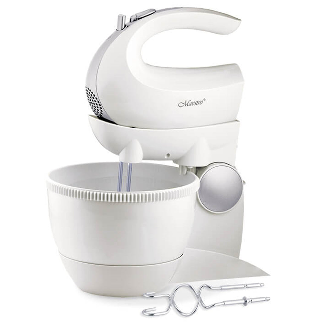 Maestro MR-556 Batidora Bol Giratorio, 5 Velocidades, Función Turbo, 600W, Blanco