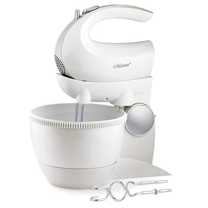Maestro MR-556 Batidora Bol Giratorio, 5 Velocidades, Función Turbo, 600W, Blanco