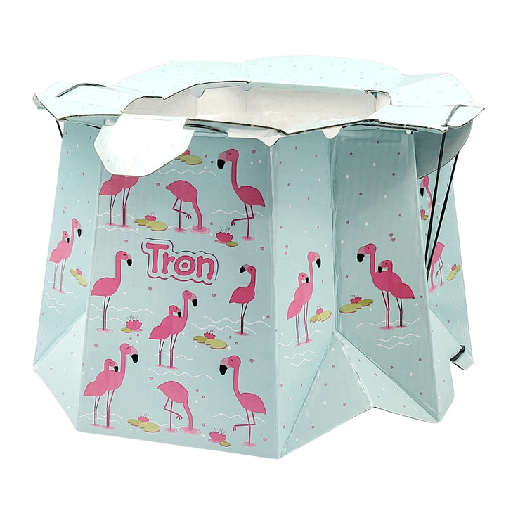 Einweg-Kindertöpfchen, hält 30 kg Druck aus, einfach zu benutzen, absorbiert Flüssigkeiten und beseitigt Gerüche, Design: Flamingos