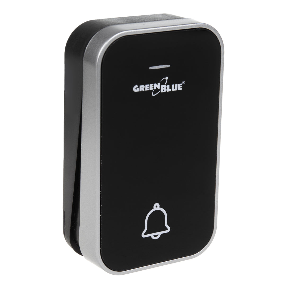 GreenBlue GB158 B Kinetic Wireless Bell Transmitter IP44 Battery-Free Black, Range up to 200m