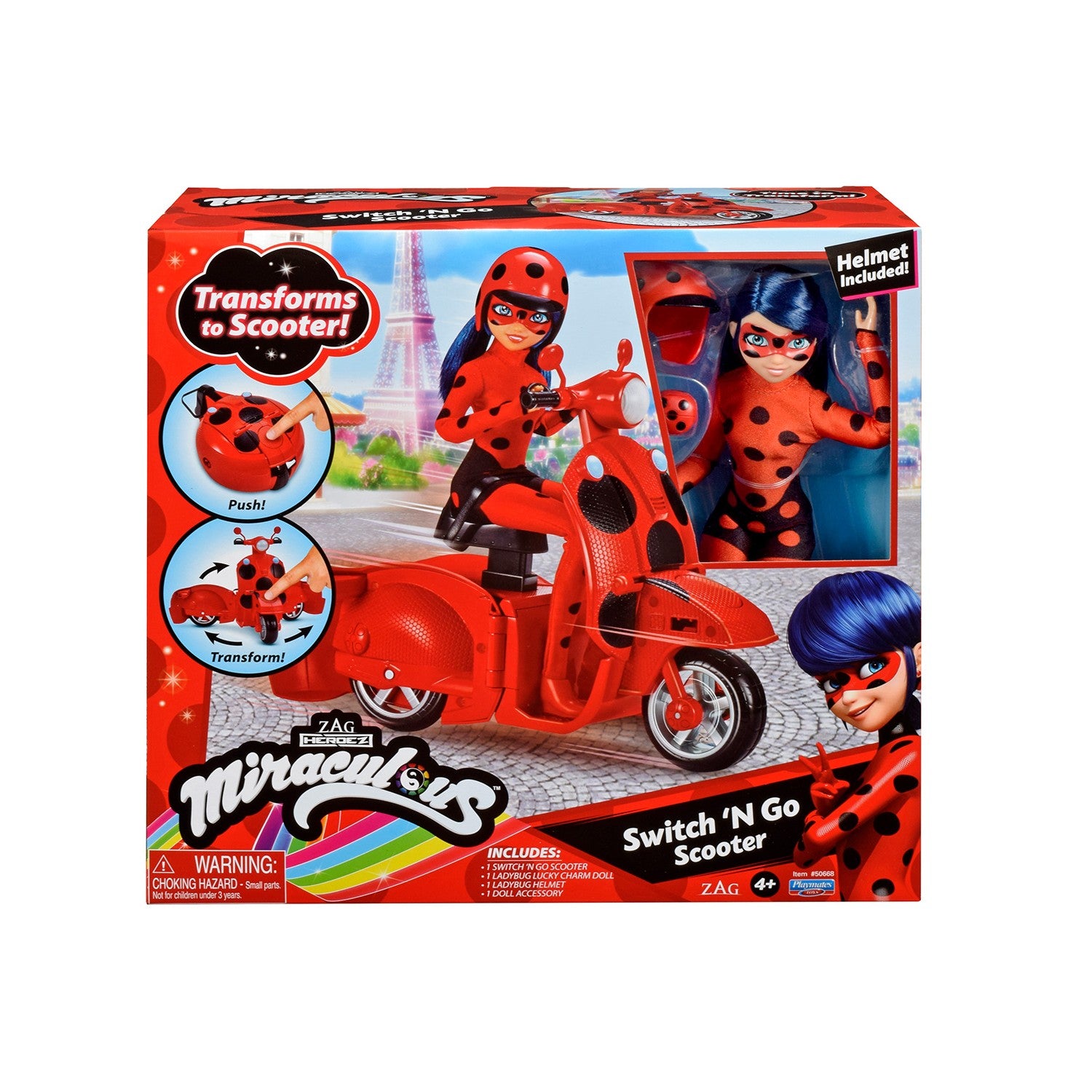 Miraculous Zoomin' Ladybug in Scooter with Tikki Bandai 