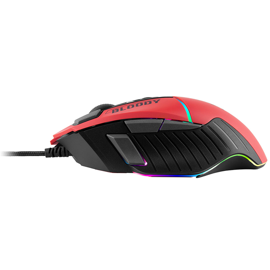 A4Tech Bloody Gaming Mouse USB RGB Red Adjustable DPI 100 - 12000 DPI 10 Buttons