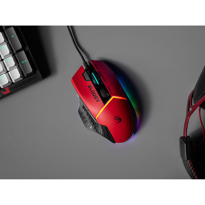 A4Tech Bloody Gaming Mouse USB RGB Red Adjustable DPI 100 - 12000 DPI 10 Buttons