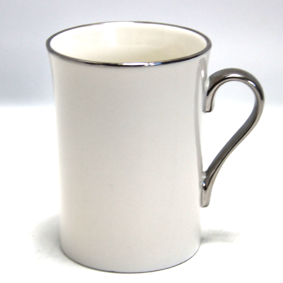 Queen Isabell Porcelain Coffee Mug Fine Bone China Coffee Mug 250ml (White/Silver)