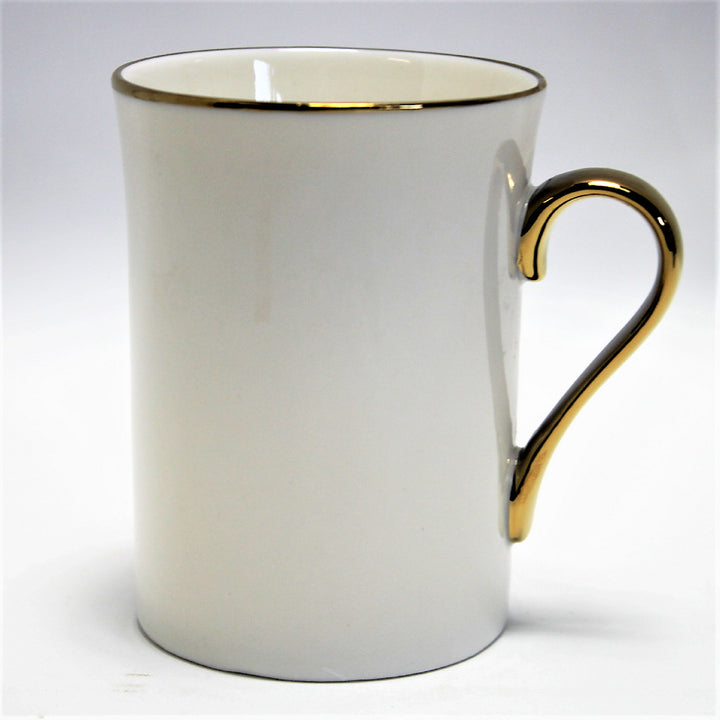 Queen Isabell W23GD53-06389 Porcelain Coffee Mug 250ml Coffee Cup White with Gold