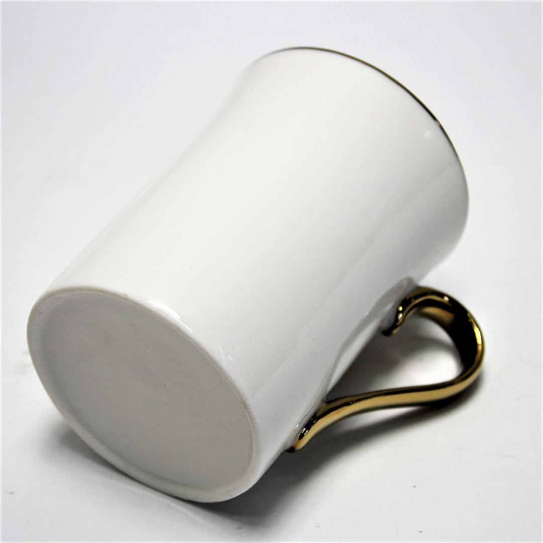 Queen Isabell W23GD53-06389 Porcelain Coffee Mug 250ml Coffee Cup White with Gold