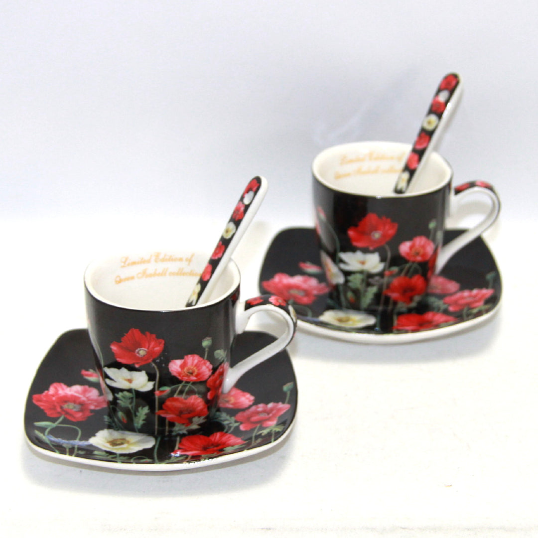 Service de tasses à expresso en porcelaine avec assiettes Queen Isabell W9PB06-09510