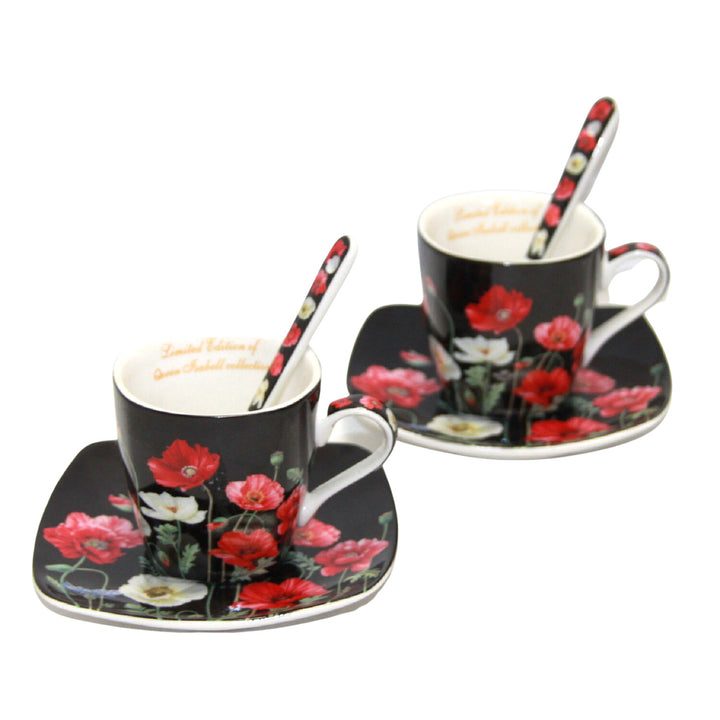 Service de tasses à expresso en porcelaine avec assiettes Queen Isabell W9PB06-09510