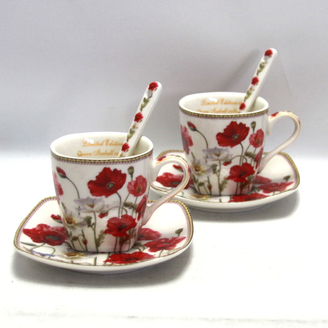 Service de tasses à expresso en porcelaine avec assiettes Queen Isabell W9PWH06-09596