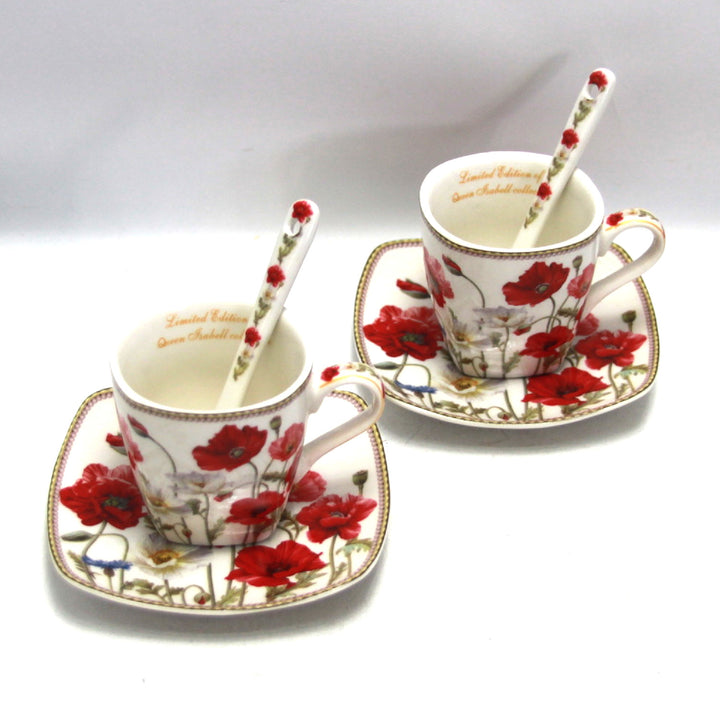 Service de tasses à expresso en porcelaine avec assiettes Queen Isabell W9PWH06-09596