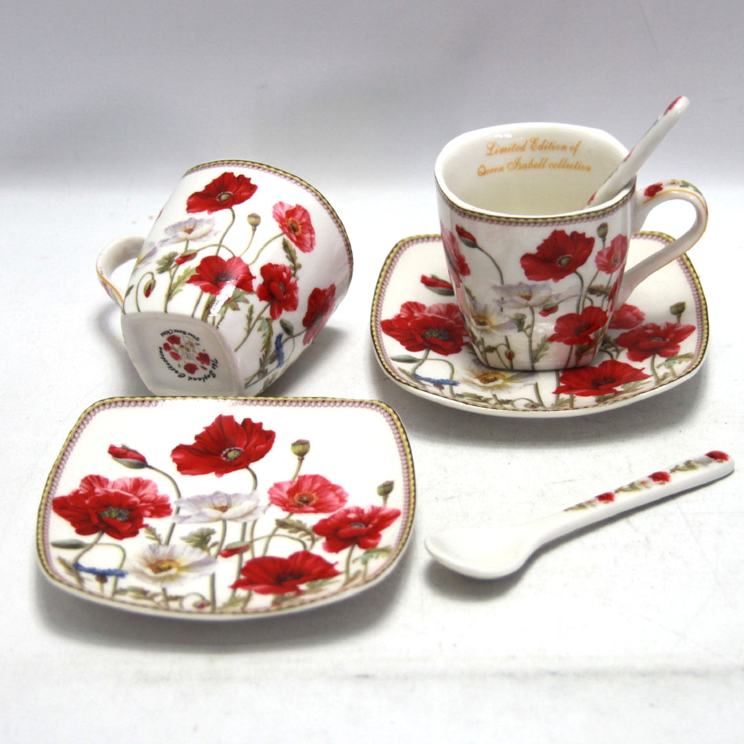 Juego de tazas espresso de porcelana con platos Queen Isabell W9PWH06-09596