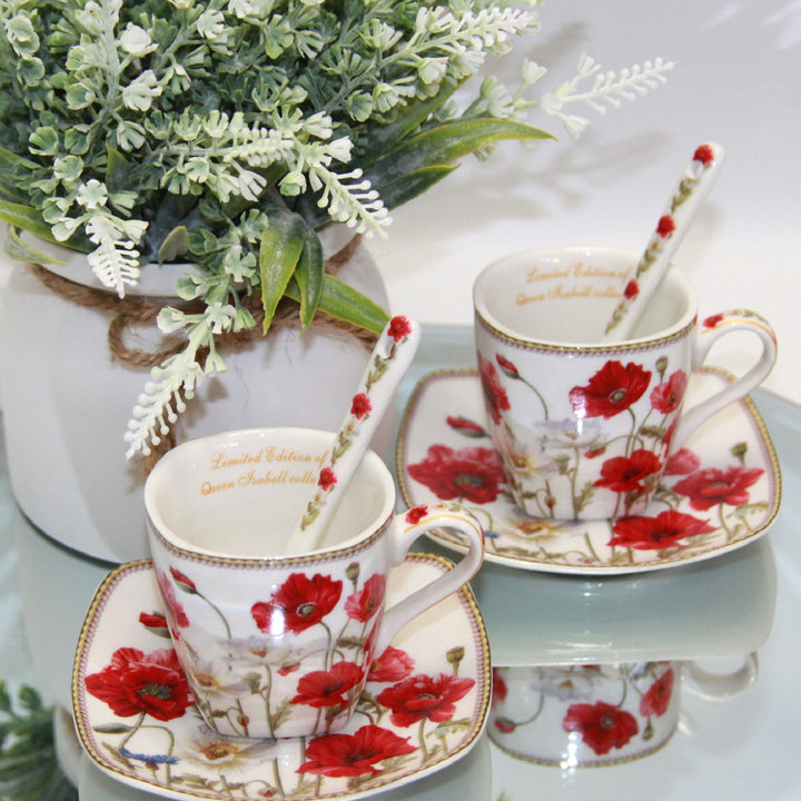 Juego de tazas espresso de porcelana con platos Queen Isabell W9PWH06-09596