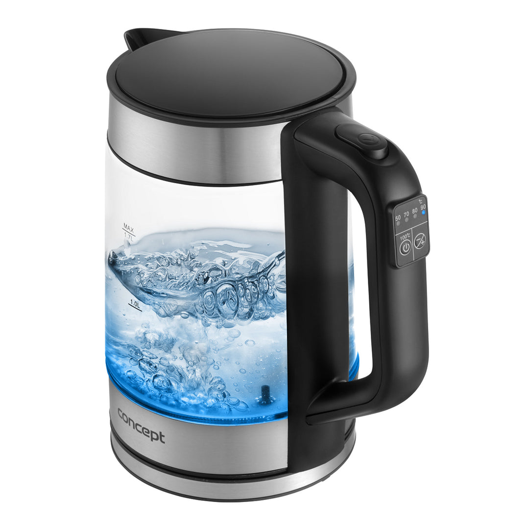 Concept Glass Electric Kettle 1.7L Temperature Control Keep Warm Function 2200W