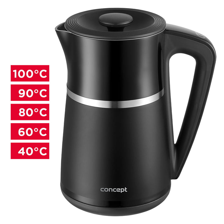 Concept Electric Kettle Temperature Control LCD Display 1.7L Modern Keep Warm Function