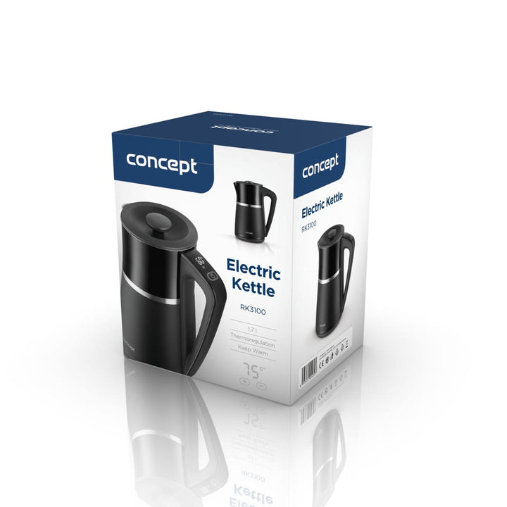 Concept Electric Kettle Temperature Control LCD Display 1.7L Modern Keep Warm Function