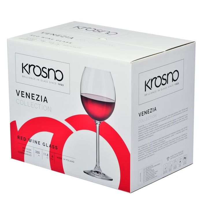 Krosno - Venezia rode wijnglazen 350 ml - glas (set van 6)