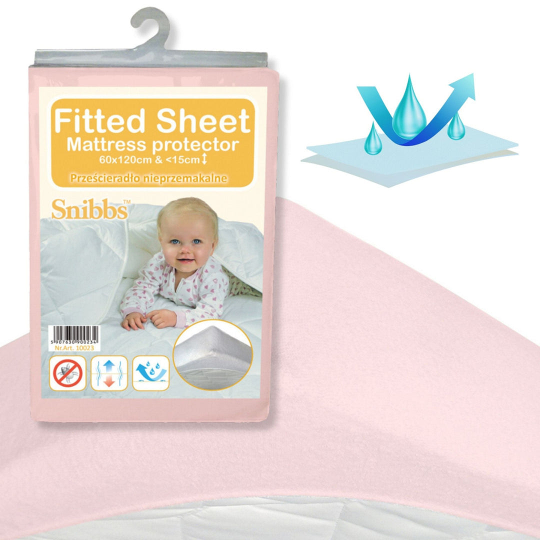 Snibbs waterproof sheet, pink, 60x120 cm, T-SNI-100232