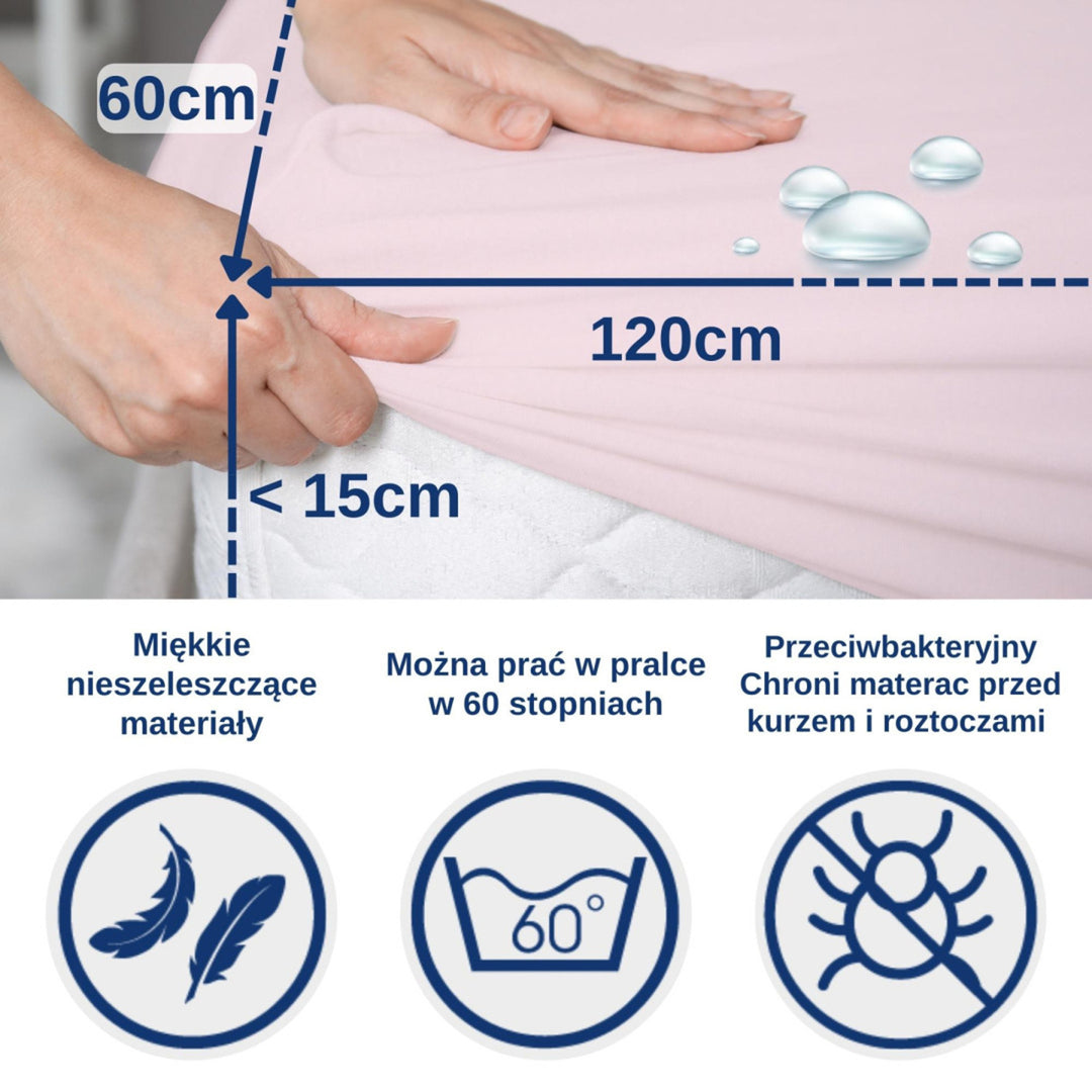 Snibbs waterproof sheet, pink, 60x120 cm, T-SNI-100232