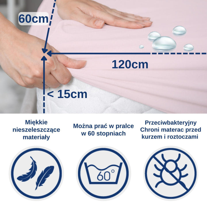 Snibbs waterproof sheet, pink, 60x120 cm, T-SNI-100232