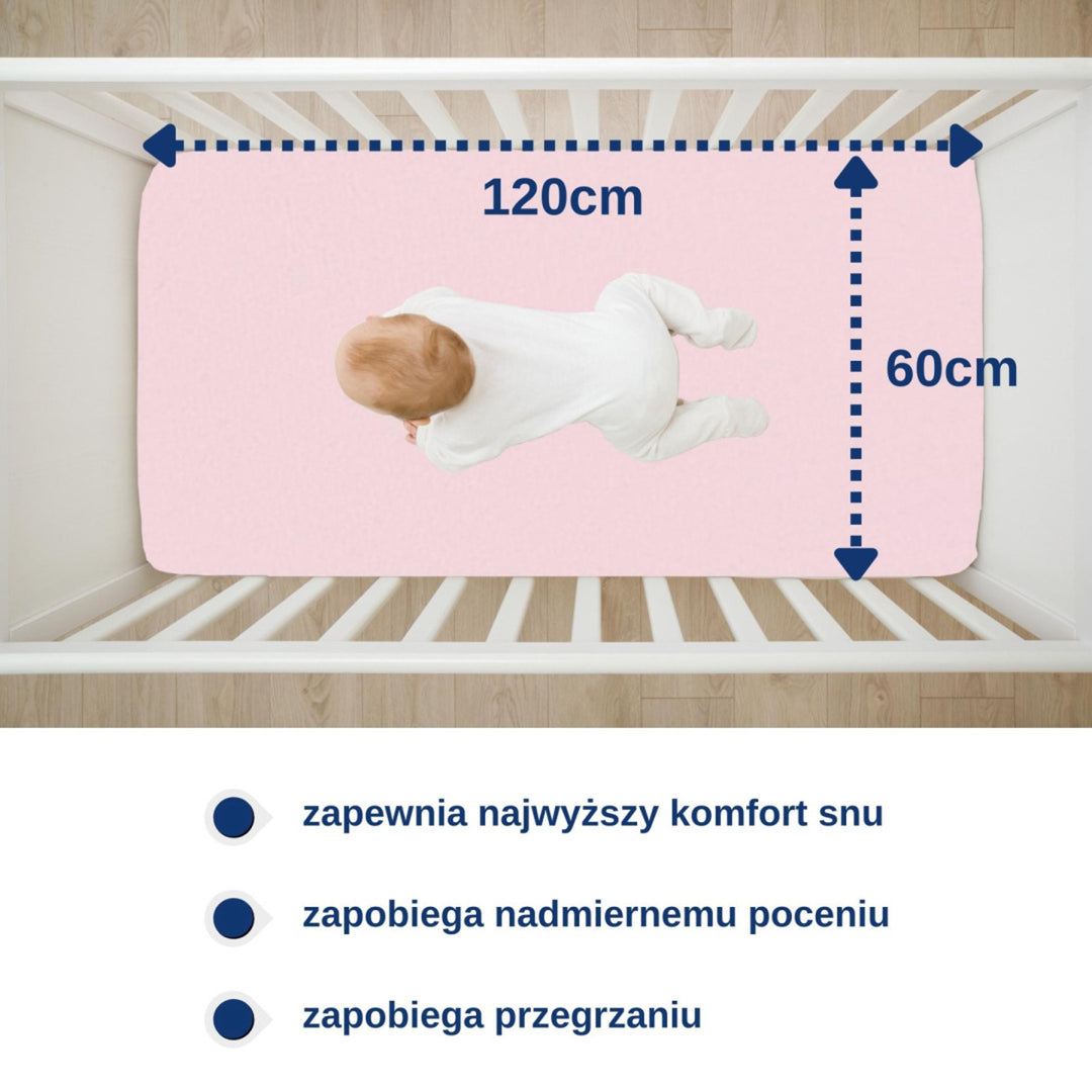 Snibbs waterproof sheet, pink, 60x120 cm, T-SNI-100232