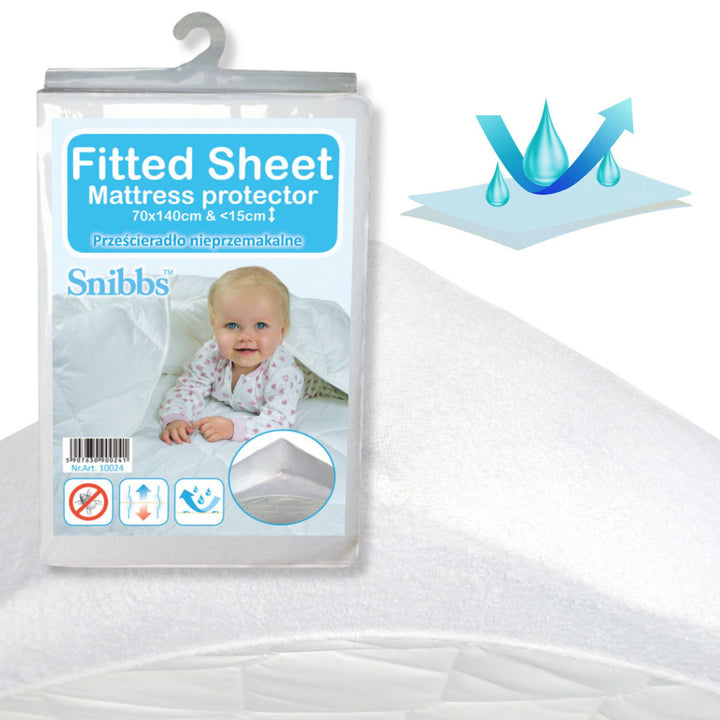 Snibbs Sábana Impermeable para Cama Pequeña, Color Blanco, 70x140 cm, T-SNI-10024