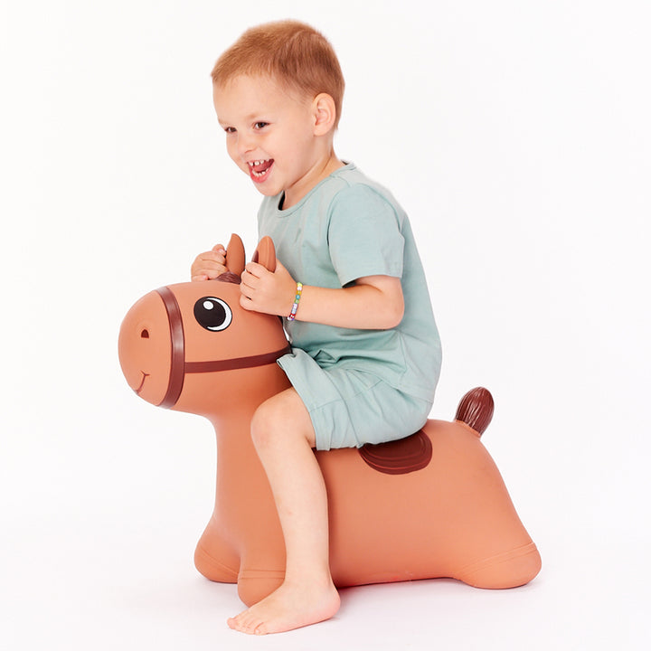 Sauteur en caoutchouc Hoppimals, cheval marron, pompe, T-TFF-NN186